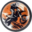 4 Pack Black Cabinet Knobs, Motocross Grunge Dresser Knobs Cabinet Hardware for Kitchen Closet, Wardrobe and Cupboard Round Drawer Pulls