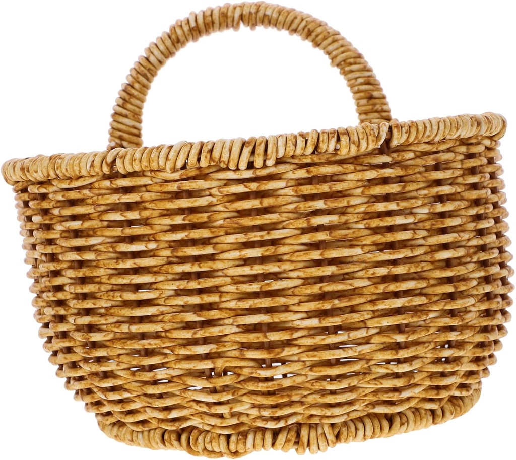 GLEAVI Handwoven Wall Hanging Basket Small Storage Bin Imitation Rattan Design Kitchen and Bathroom Organizer for Sundries Decorative Hanging Basket for Home