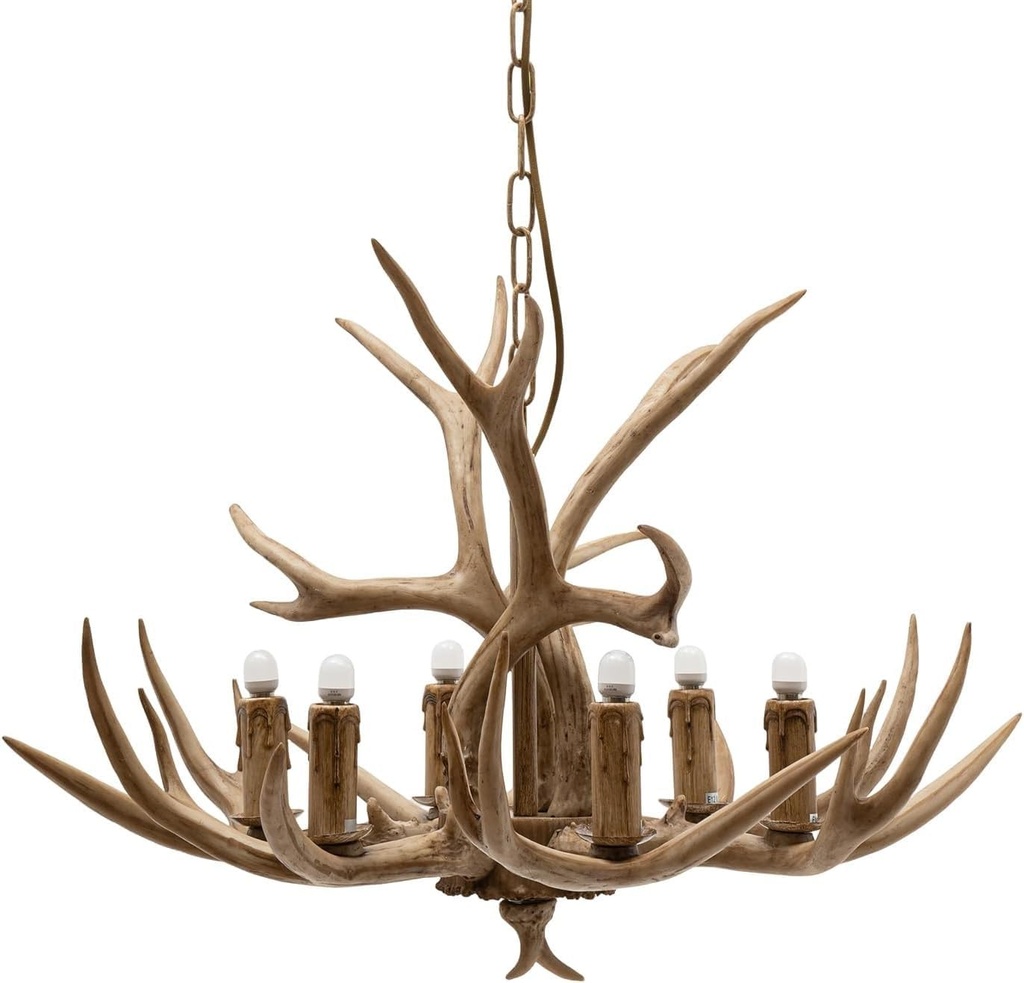 GerRiT Antler Chandelier, E26 Retro Country Antler Chandelier Deer Horn Hanging Lamp Pendant Light Ceiling Fixtues, for Bedroom Dining Room Kitchen Living Room Entry Lighting (Color : 26inch)