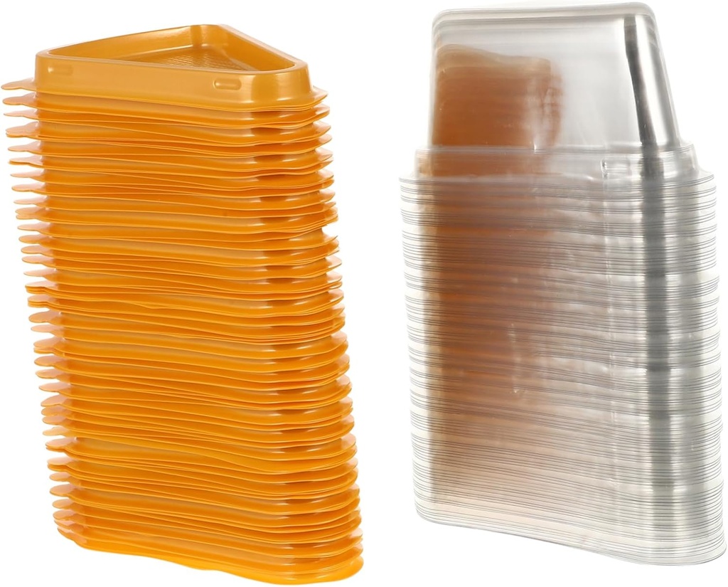 100pcs Transparent Triangle Mousse Cake Boxes with Non Slip Base Single Cupcake and Dessert Containers for Packaging and Wedding Slices