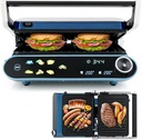 COSTWAY Panini Press, 1200W Sandwich Maker with LED Touch Panel, Non-Stick Coated Plates & Removable Drip Tray, 180 Degrees with 7 Grilling Modes for any Thickness for Quesadillas, Burgers & More