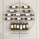 Modern Mental Wall Mounted Wine Rack,Wine Racks,Wine Racks Free Standing,Stackable Wine Holder, Round Wine Glass Shelf Goblet Holder for Bar Wine Cellar Kitchen Storage Display (Co