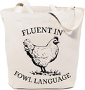 SAUIVD Fluent in Fowl Languages Tote Bag for Women Cute Funny Gift for Chicken Lover Shoulder Bag Reusable Grocery Bags