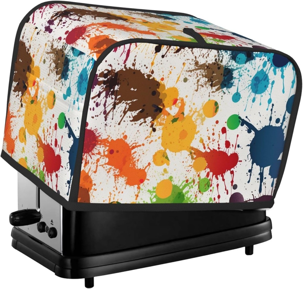 Abstract Paint Splashes Toaster Cover 2 Slice, Waterproof Bread Machine Covers with Pockets Universal Size Kitchen Small Appliance Cover with Handle, Dust and Fingerprint Protection