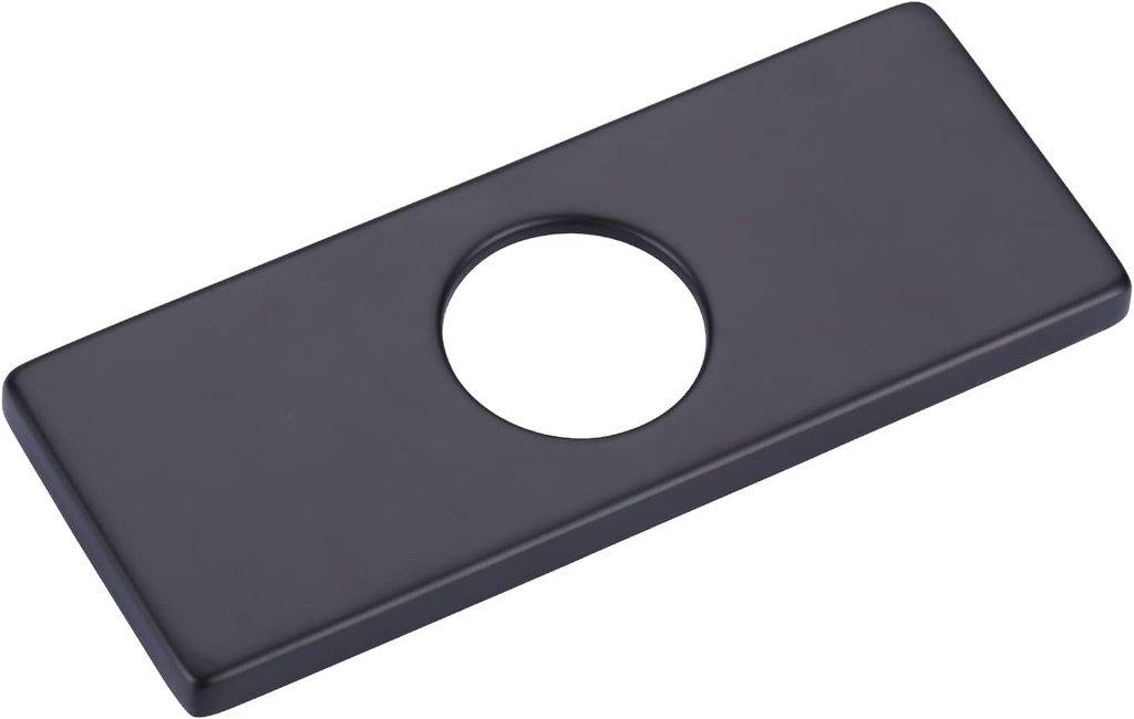 6 Inch Faucet Deck Plate, Matte Black Escutcheon Faucet Plate for Bathroom Sink 1 Hole or 3 Hole 4 Inch Centerset Basin Sink Hole Cover, Stainless Steel Faucet Hole Cover