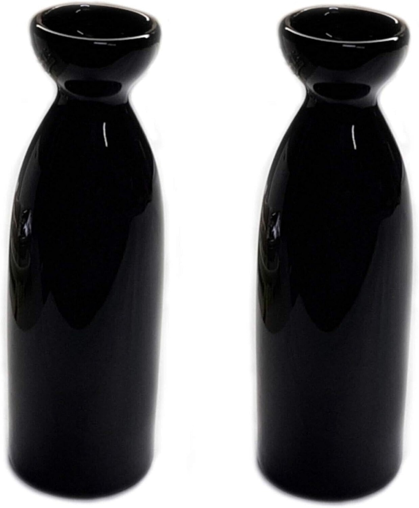 For 2 Pack Black Porcelain Sake Carafe Bottle Cold Hot 7.5 oz Microwave Safe
