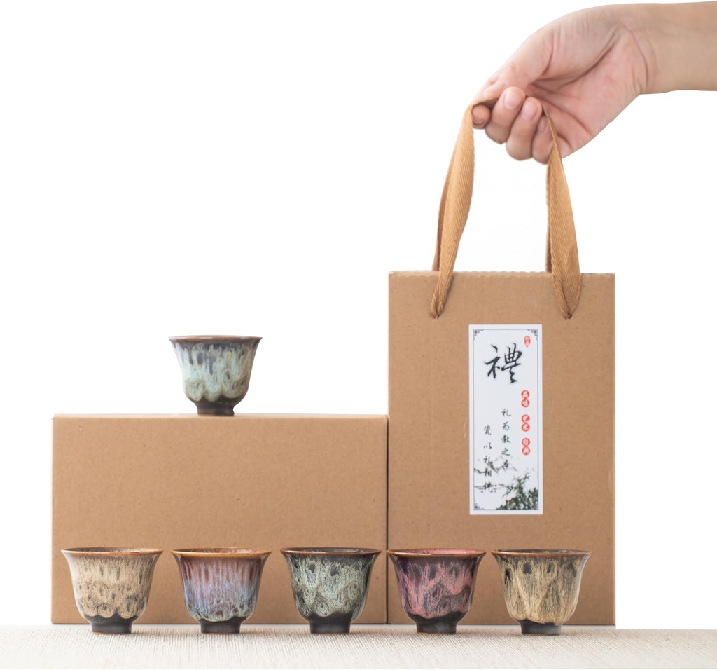 Teacup, Sake Cup Handmade Ceramic Mug Set 2 oz (6 pieces)