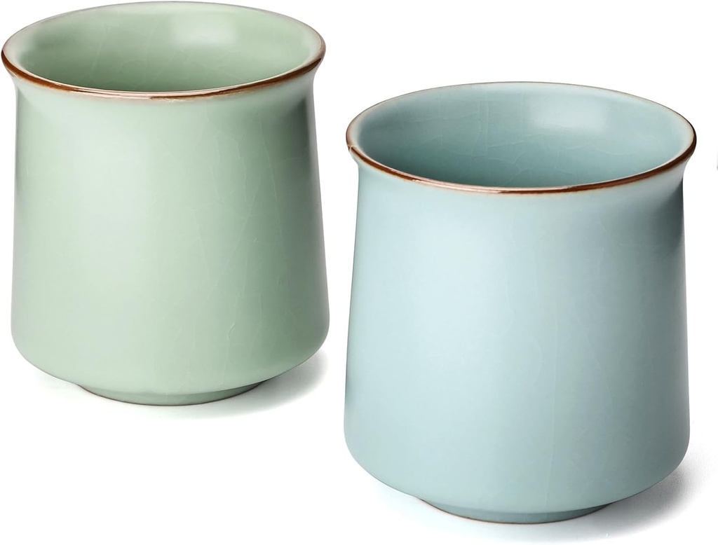 Ceramic Tea Cup Set of 2 Japanese Style Tea Cups Yerba Mate Cup No Handle Chinese KungFu Tea cups (Style 1#)