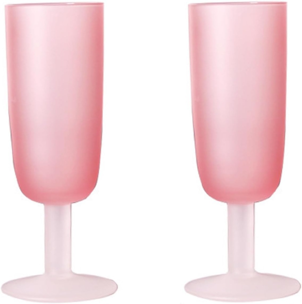 B, Pack of 2 Wine Goblets, Pink Wine Glasses, Frosted Glass Cup, Cocktail Glasses Wine Stemware Cup for Party, Anniversary, Suitable for Juice, Ice Cream, Cocktails
