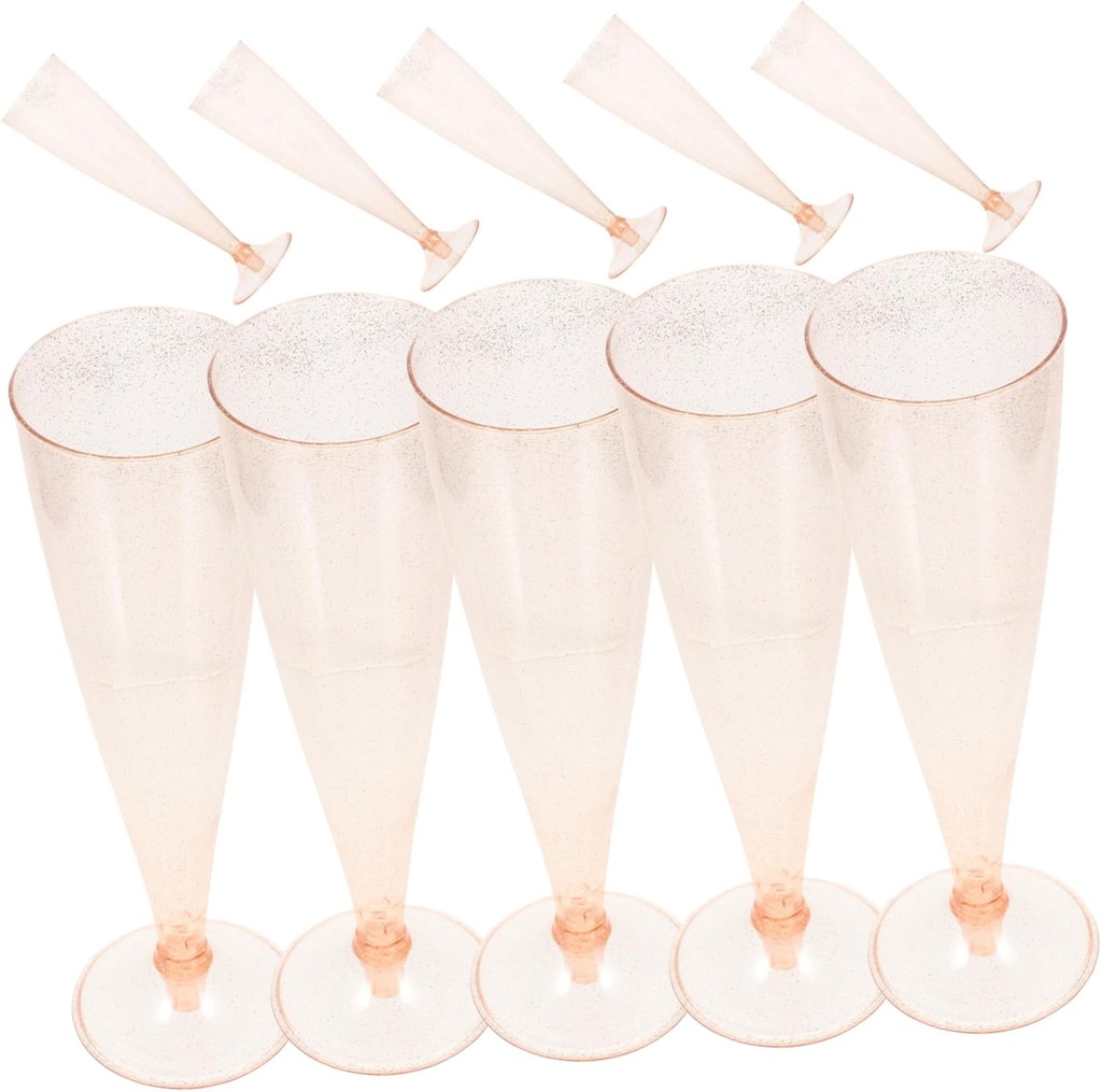 PRETYZOOM 10pcs Glitter Disposable Flutes Elegant Wine Goblets for Parties Weddings Celebrations Sturdy and Unbreakable Material for Beverage