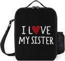 I Love My Sister1 Printed Insulated Lunch Bag Portable Meal Box Container Tote Bag for Women Men Work Picnic