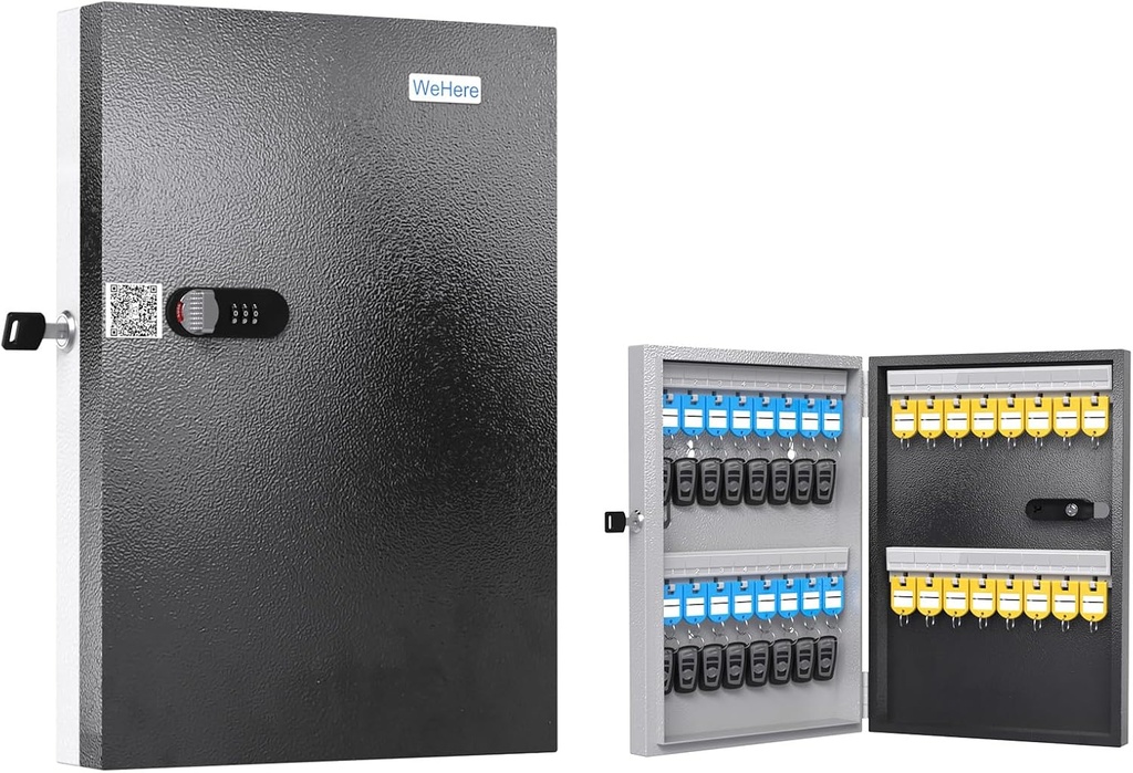 32 Key Lock Box, Key Cabinet Organizer, Key Safe Security Storage Lockbox Holder for Valets, Hotels, Car and House Keys