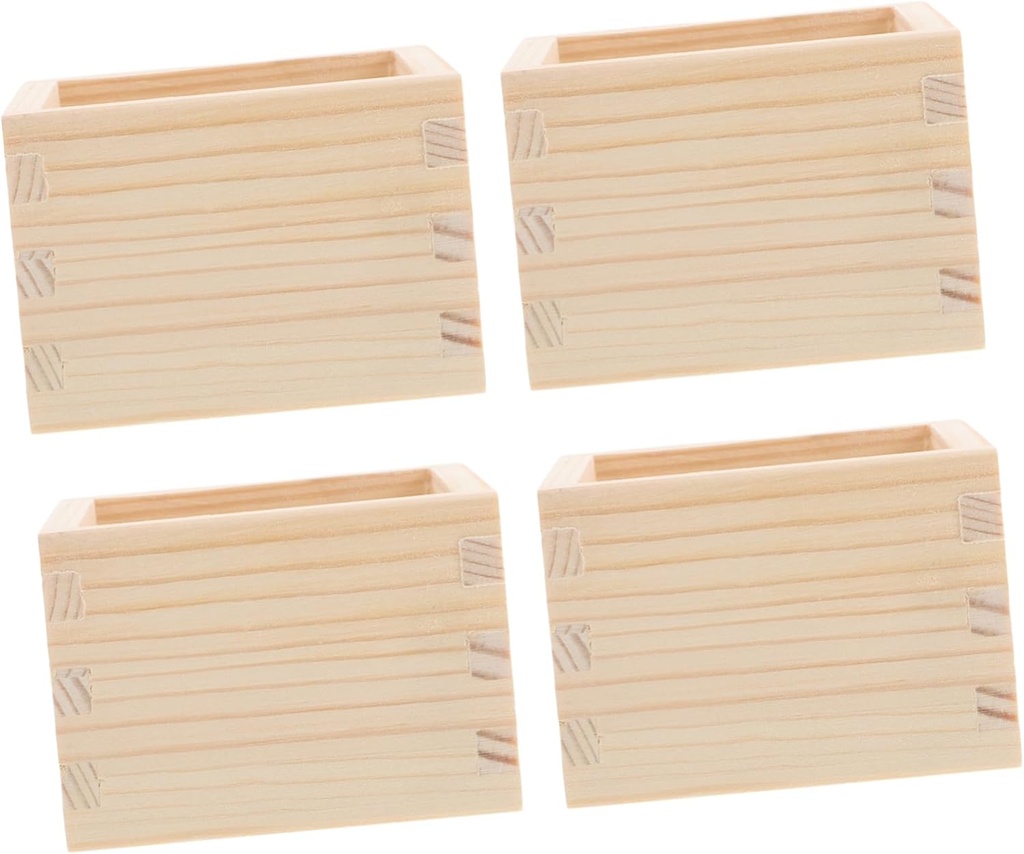 4pcs Japanese Style Wooden Sake Box Square Reusable Drinking Cups Traditional Tableware for Home and Restaurant for Social Events and Easy Storage
