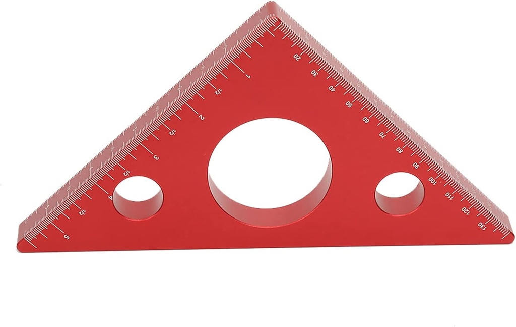 45 Degree Aluminum Alloy Angle Ruler Inch Metric, Carpentry Squares DIY Woodworking Triangle Ruler Measuring Gauging Tool for Industrial Household