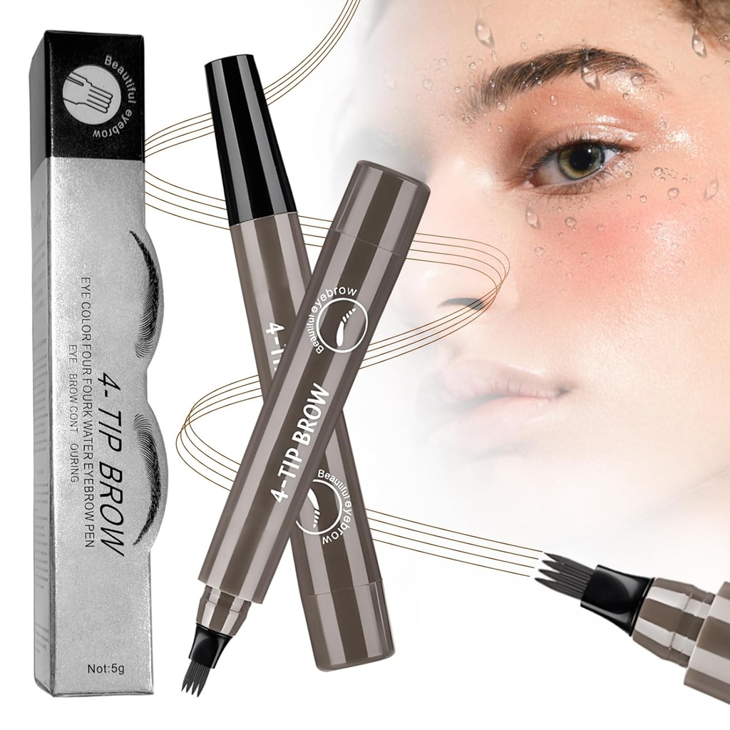 Microblading Eyebrow Pencil for Women Pen,Makeup Eyebrows Pencils for Natural-Looking with 4 Micro-Fork Tip,Waterproof Eye-brow Pencil Tattoo Pens for Home Travel Use (gray-A)