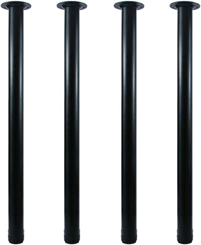 QLLY 32 inch Adjustable Tall Metal Desk Legs, Office Table Furniture Leg Set, Set of 4 (Black)
