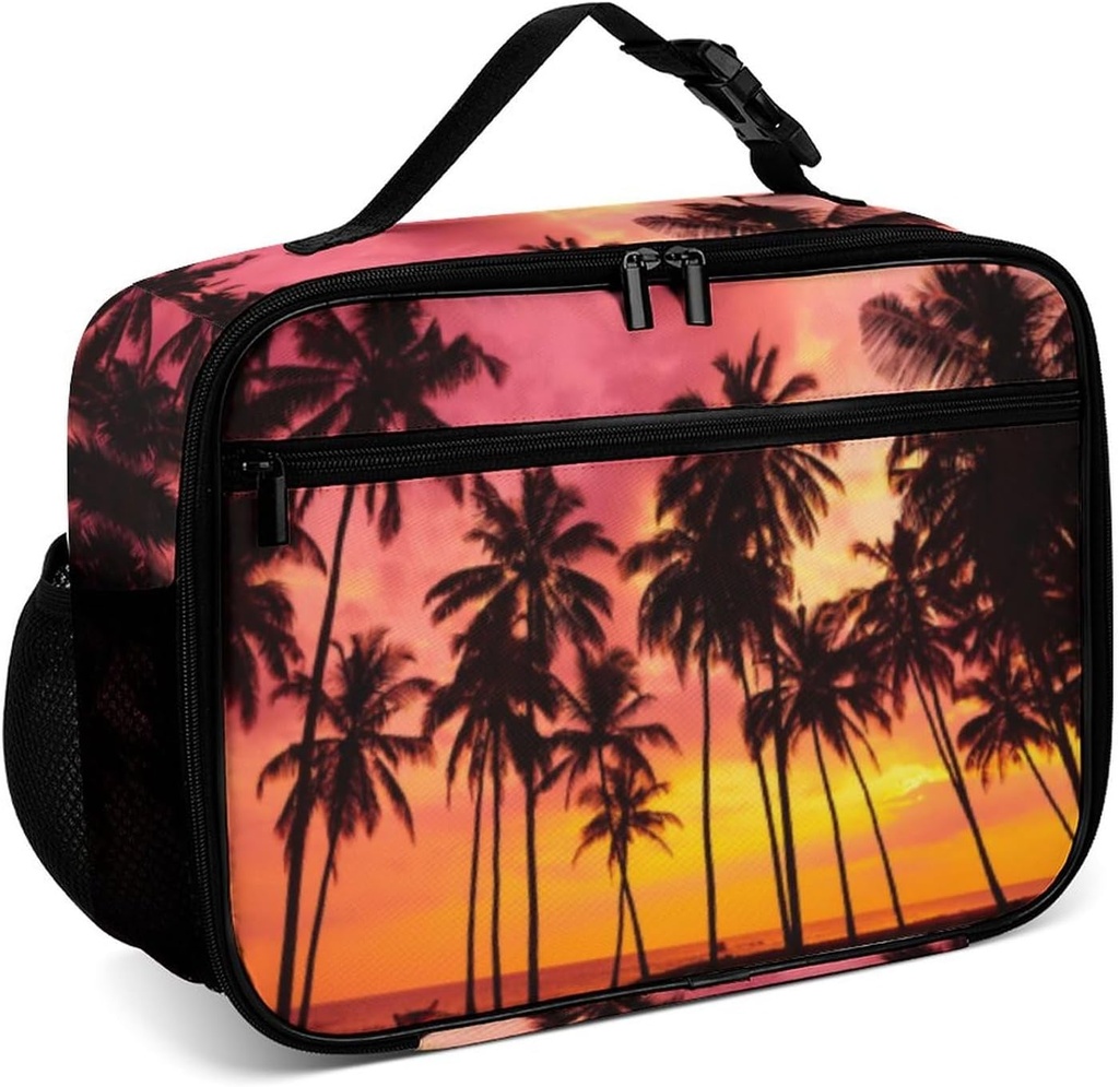 Palm Tree Reusable Lunch Box Insulated Lunch Bag Cooler Bag Lunchbox Meal Food Container Tote Bag for Women Kids Girls Boy School Camping Hiking Picnic Beach Travel
