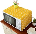 Mvchifay Microwave Oven Cover Dustproof Cotton Machine Protector Decorative Kitchen Appliance Cover with Side Storage Pockets 11.8x35.4inches (Yellow Grids)