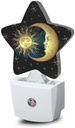 Celestial Moon Golden Sun Night Light Plug-in Dusk to Dawn Smart Sensor White Led Nightlight for Bedroom Bathroom Kitchen Hallway Stairs Energy Efficient Decor Desk Lamp