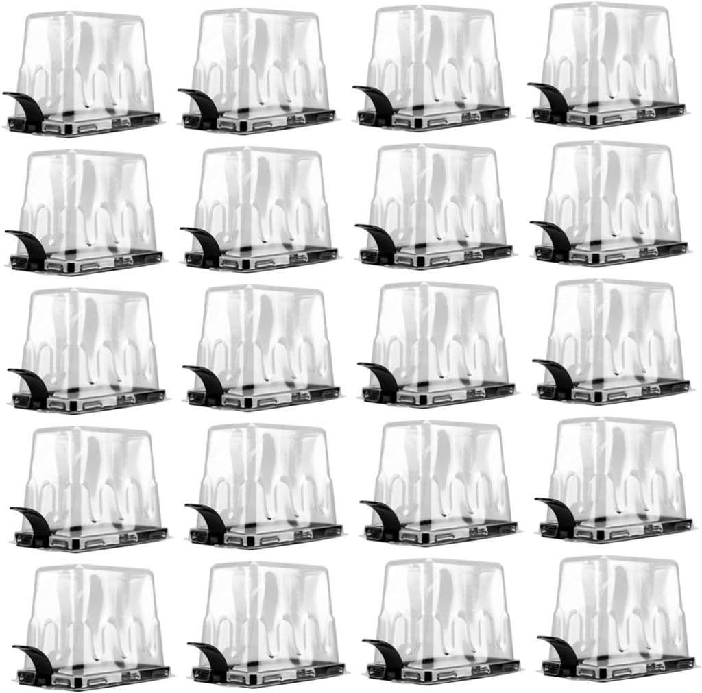 20pcs Transparent Plastic Box Rectangular Food Storage Containers with Lid for Cakes Snacks Lunch and Takeaway for Home Office and Kitchen Black