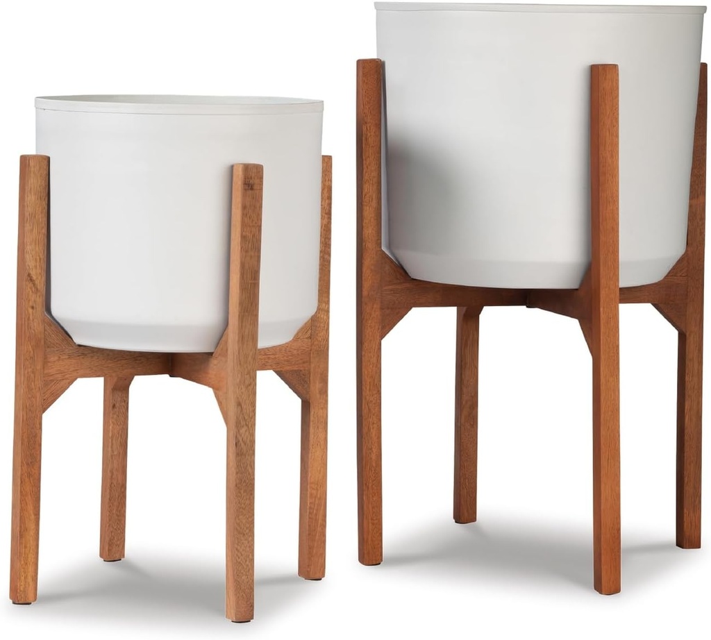 Signature Design by Ashley Dorcey Mid Century Modern Planter, 2 Count, Brown & White