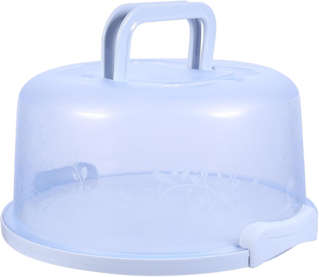Portable Round Cake Box with Transparent Cover Airtight Locking Lid Anti-skid Base Multi-use Bakery Cake Carrier for Cupcakes Cookies Fruits