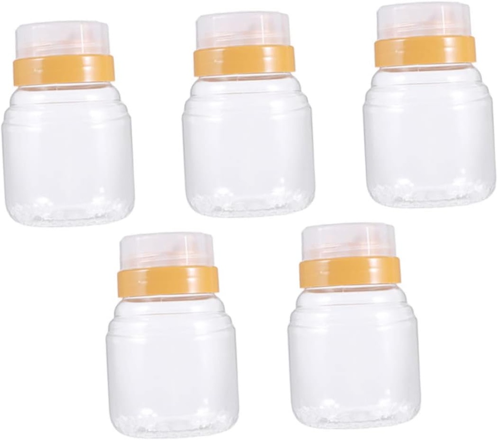 5pcs Plastic Honey Dispenser Bottles Food Storage Jars for Kitchen Use Lightweight and Portable Honey Containers Easy to View Remaining Capacity for Travel and Picnics