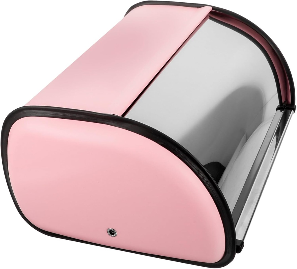 Luxshiny Decorative Bread Storage Container Metal Bread Box Tempered Lid for Kitchen Countertop Cookies and Snacks Compact Design Mirror Finish