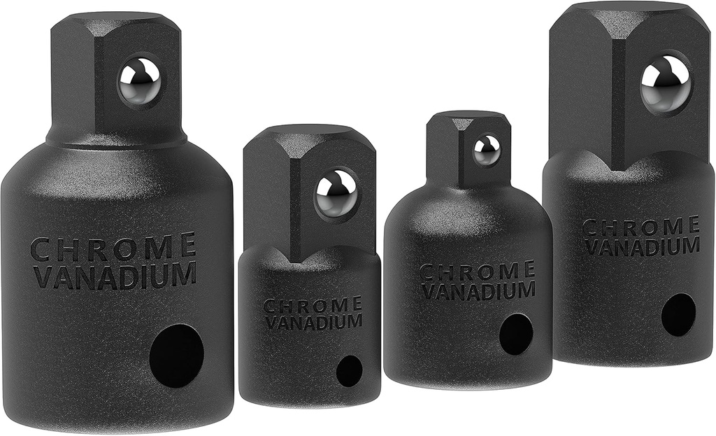 Bates- Impact Socket Adapter and Reducer Set, 4-pcs, Impact Sockets Adapter Sets, Impact Adapter, Socket Adapter Set, 1/2 to 3/8 Socket Adapter, 3/8 to 1/2 Socket Adapter, 3/8 to 1/4 Socket Adapter