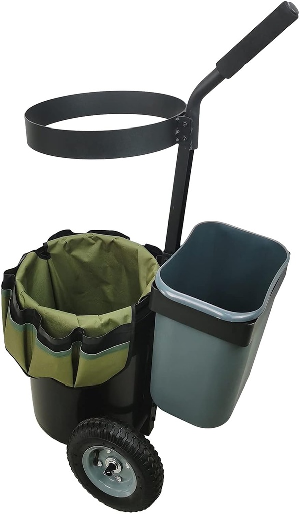 Durable Steel Garden Hand Cart Trolley Mobile Caddy Lawn Tool Organizer Storage Multifunctional Gardening Yard Wheeled with Bucket Bag