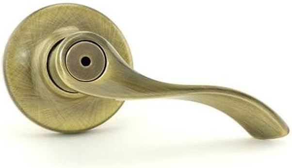 Kwikset 300BL-5V2 Balboa Lever Privacy Door Lock with New Chassis and 6AL Latch and RCS Strike Antique Brass Finish