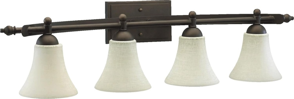 Quorum International 5077-4-86 Aspen Collection 4-Light Vanity Fixture, Oiled Bronze Finish with Linen Glass Shades