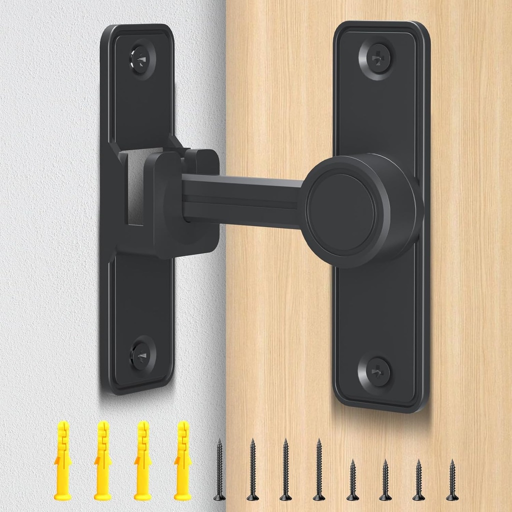 XOOL Heavy Duty 90 & 180 Degree Barn Door Lock, Lock Latch for Door, Garden, Bathroom, Garage, Window, Outdoor
