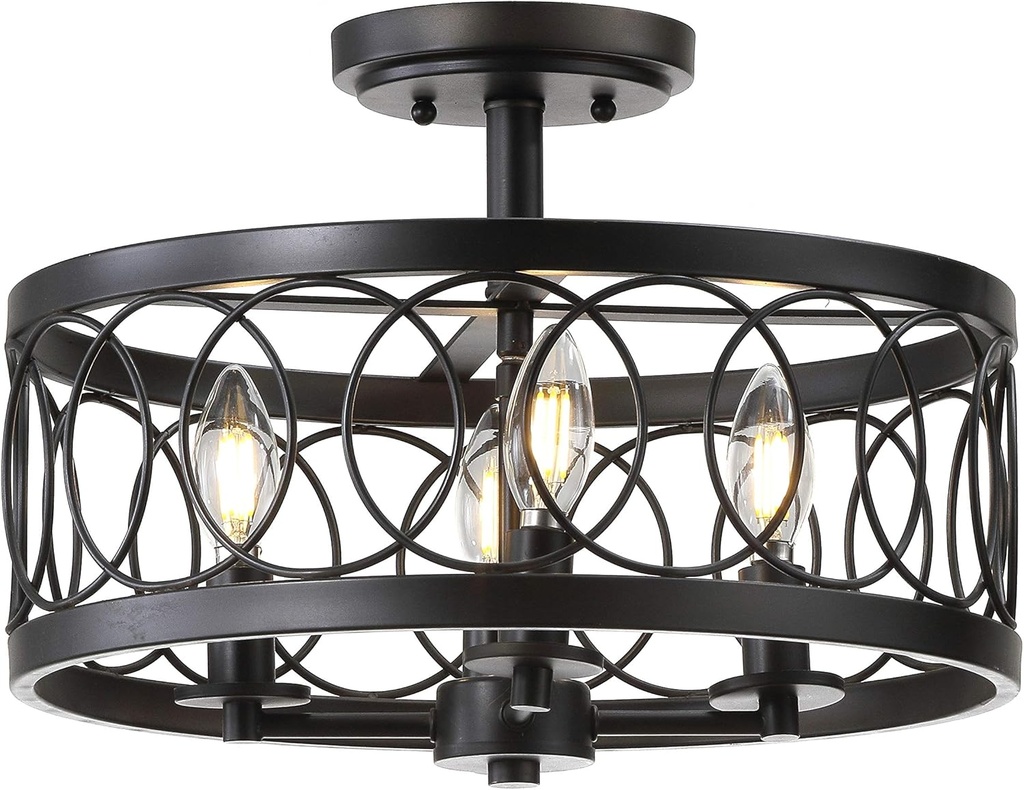 JONATHAN Y JYL9040A Sylvain 15.5" Metal LED Semi-Flush Mount Contemporary,Traditional,Transitional Dimmable, 2700K Cozy Warm Light, for Kitchen,Hallway,Bathroom,Stairwell, OilRubbedBronze
