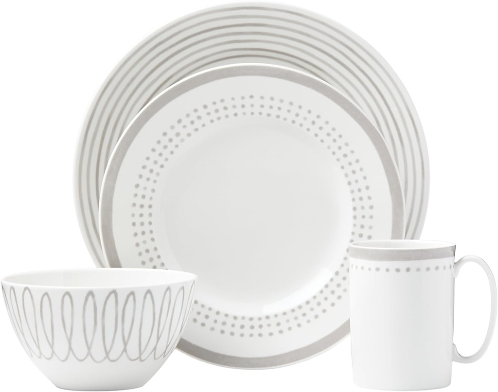 Kate Spade New York Charlotte Street East Grey 4pc Place Setting, White