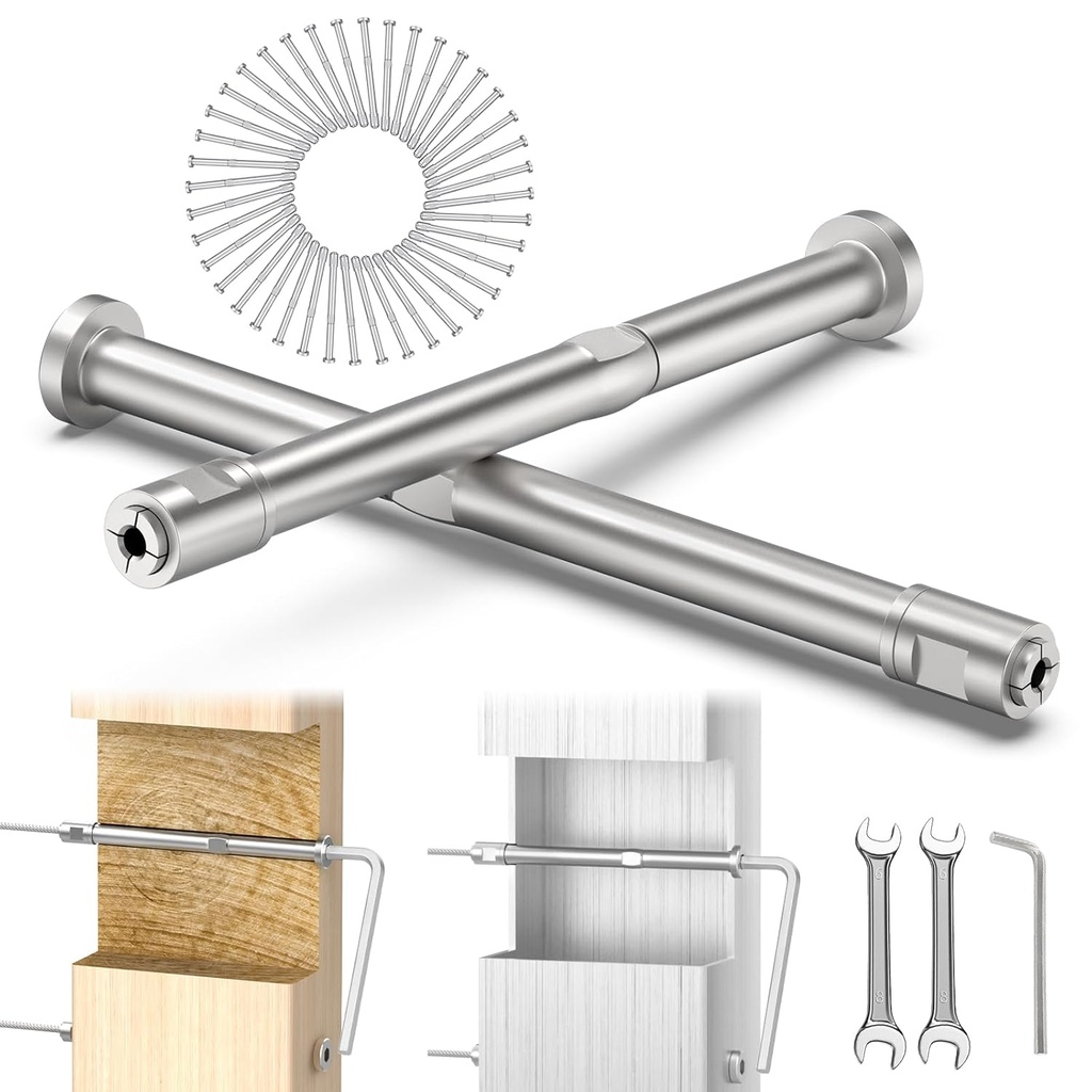 CKE Upgraded 20 Pack 1/8" Swageless Cable Railing Kit, Swageless Invisible Cable Railing Tensioner, T316 Stainless Steel Invisible Receiver and Swage Stud End for 2"x2" 4"x4" Wood/Metal Posts, CR301