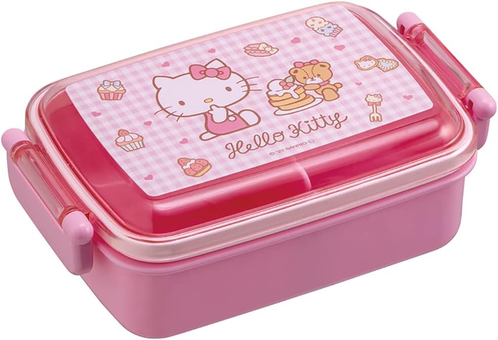 Skater Hello Kitty Bento Lunch Box (15oz) - Cute Lunch Carrier with Secure 2-Point Locking Lid - Authentic Japanese Design - Durable, Microwave and Dishwasher Safe - Sweet