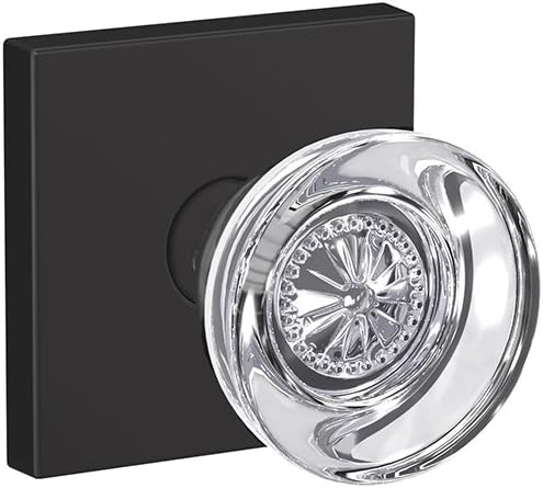 Schlage Custom FC21 HOB 622 COL Hobson Glass Knob with Collins Trim Hall-Closet and Bed-Bath Lock, Matte Black