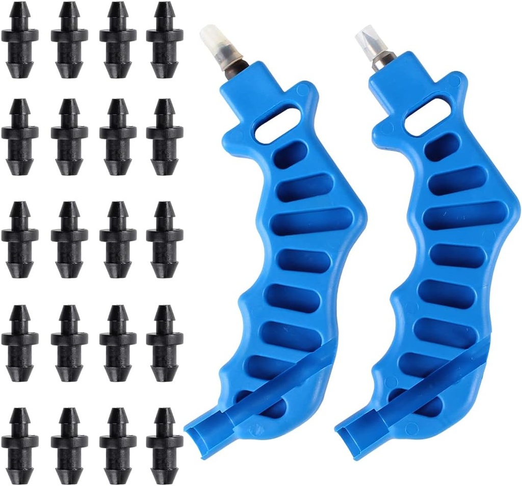 2-in-One Drip Irrigation Tubing Hole Punch Tools, 1/4 Inch Hole Punch Fitting & Emitter Insertion, Drip Line Plugs Goof Plugs