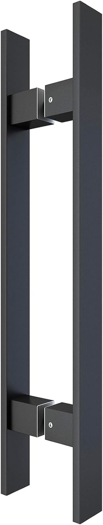 BARNSMITH 36" Barn Door Push Pull Handle,Heavy Duty Grade-304 Stainless Steel Square Commercial Door Handle,Entrance Entry Front Office Handle Pull Set for Wood Glass Panel,Black