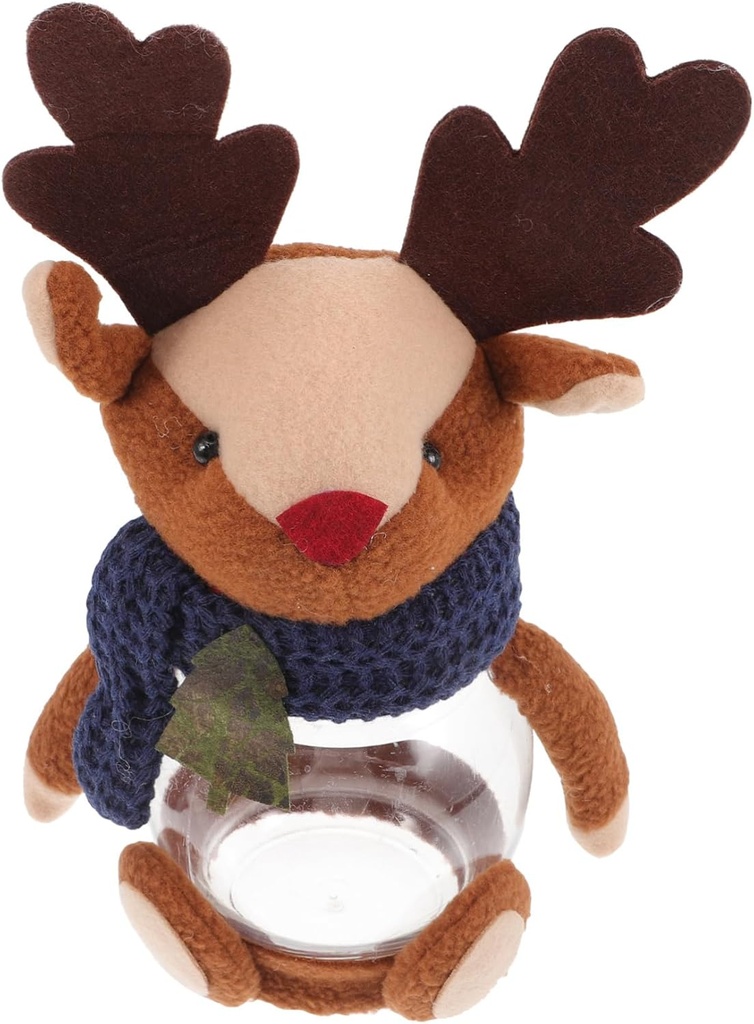 DOITOOL Cute Cartoon Candy Jar Transparent Christmas Candy Container Reindeer Antlers for Cookies and Festive Decorations