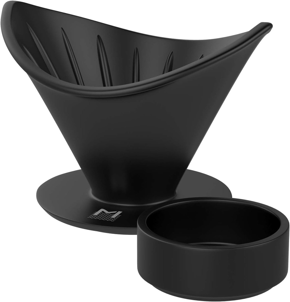 MAVO Coffee Dripper, Pour Over Ceramic Coffee Dripper with Tray, Compatible with V01 V02, Black