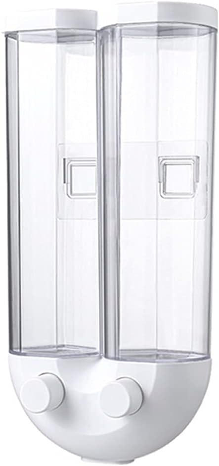 Wall-Mounted Dry Food Dispenser, Rice Bucket Multi Compartments Automatic Metering Storage Box, Compartmentalized Storage Grain Storage Tank, Sealed Grain Container for Kitchen-White||2500ml