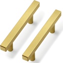 Estmoon 30 Pack Brushed Brass Cabinet Handles 3 Inch Gold Cabinet Pulls Modern Square Drawer Pulls Brass Gold Dresser Pulls Hardware Kitchen Handles for Cabinets and Drawers, 5" Total Length
