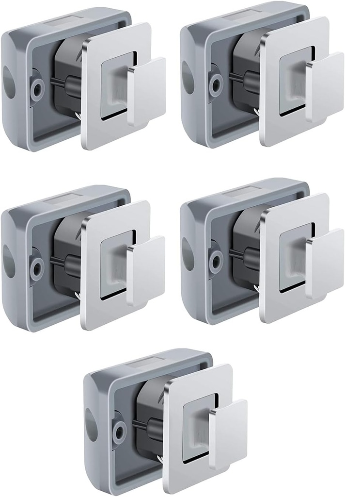 5PCS Cabinet Latch Lock Keyless Push Button Drawer Knob for RV Camper Yacht Boat Motorhome Chrome