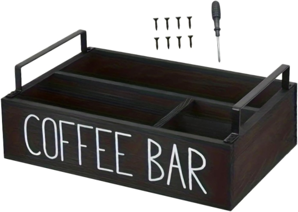 Coffee Station Organizer Pod Holder Basket Wood Home Kitchen Coffee Pod Storage Organizer Capsule Holder for Home Cafe Party, black