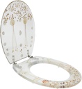 Resin Toilet Seat Transparent, Silent Thickened Toilet Cover for U Type & V Type Toilet Seats Strong Wear Resistance Toilet Lid, 13.98'' x 16.73'' (Transparent Dried Flower)