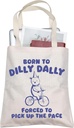 BLUPARK Funny Bear Tote Bag Born to Dilly Dally Forced to Pick Up The Pace Canvas Shoulder Bag Funny Meme Gift Funny Y2K Gift