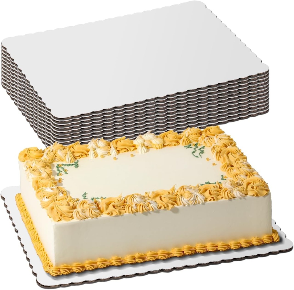 Fit Meal Prep 20 Pack 14x10 Rectangle Cake Boards Quarter Sheet Cake Board, Disposable Pizza, Desserts and Pastries Food Bottoms White Cardboard, Grease Proof and Moisture Resistant