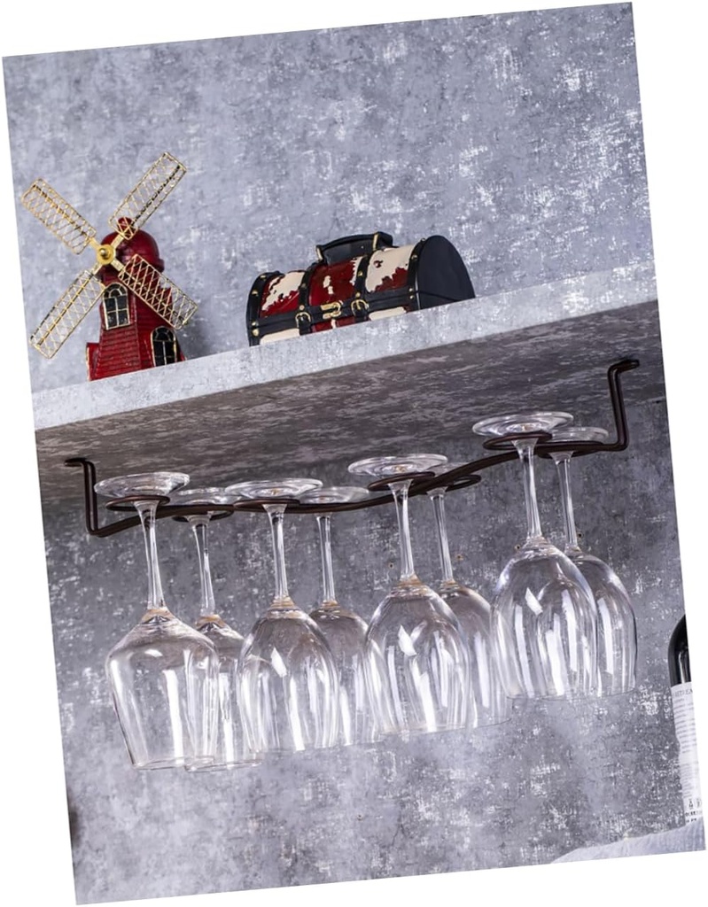 VOSAREA 1pc Creative Iron Goblet Holder Frame for Wine Glasses Upside Down Display Rack for Home Bars Restaurants and Parties Bronze Finish